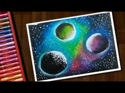 Galaxy Planets Drawing With Oil Pastel For Beginners Beautiful Galaxy Drawing