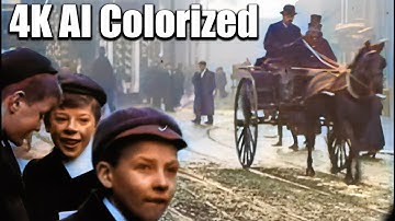 4K AI Colorized | Jan 1902 - Street Scenes in Downtown Halifax, England - DAIN App