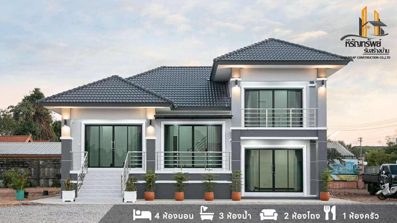 รีวิวบ้านชั้นครึ่ง บ้านทรงปั้นหยา ขนาด 4 ห้องนอน 3 ห้องน้ำ By หิรัญทรัพย์ รับสร้างบ้าน