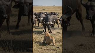 Lions vs Buffalo Herd: A Battle of Strength and Strategy/wildlife documentary 4k