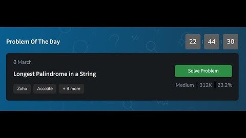 Longest Palindrome in a String | GeeksforGeeks POTD 8 March 2025 | potd solution | #coding #study