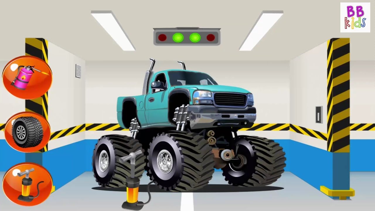 Monster Truck Wash And Repair Car Wash Game for Kids BBKids YouTube