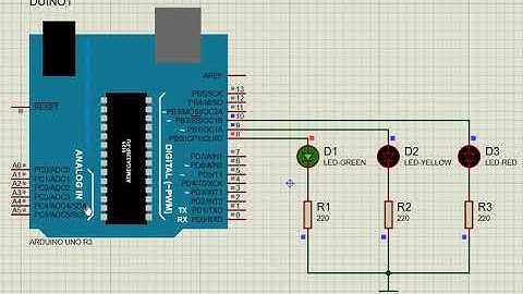 Traffic light developed in Arduino and simulated in Proteus