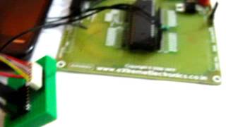 ATmega16 + ULN2003A + Small Geared Stepper Motor.