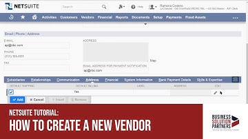 NetSuite Tutorial: How to Create a New Vendor
