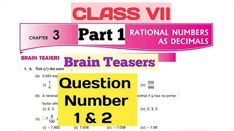 D.A.V. Math | Class VII | Chapter-3 | Brain Teasers | Part 1 | Q. No. 1 & 2 | By Art Of Mathematica