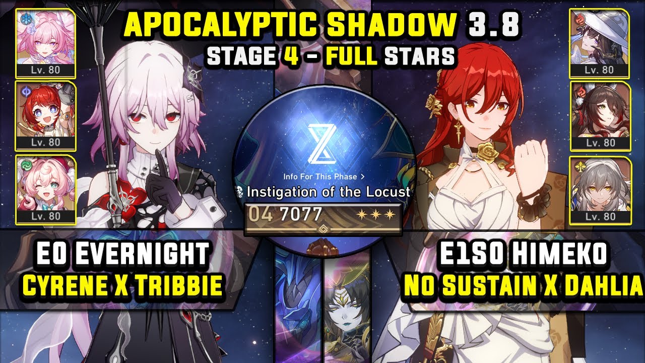 E0 Evernight Carry & E1 Himeko Carry W/ Dahlia (3 Stars) Apocalyptic Shadow 4 Honkai Star Rail 3.8