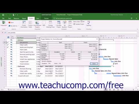 Project 2016 Tutorial Monitoring Project Statistics Microsoft Training
