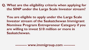 What are the eligibility criteria when applying for the SINP under the Large Scale Investor stream?
