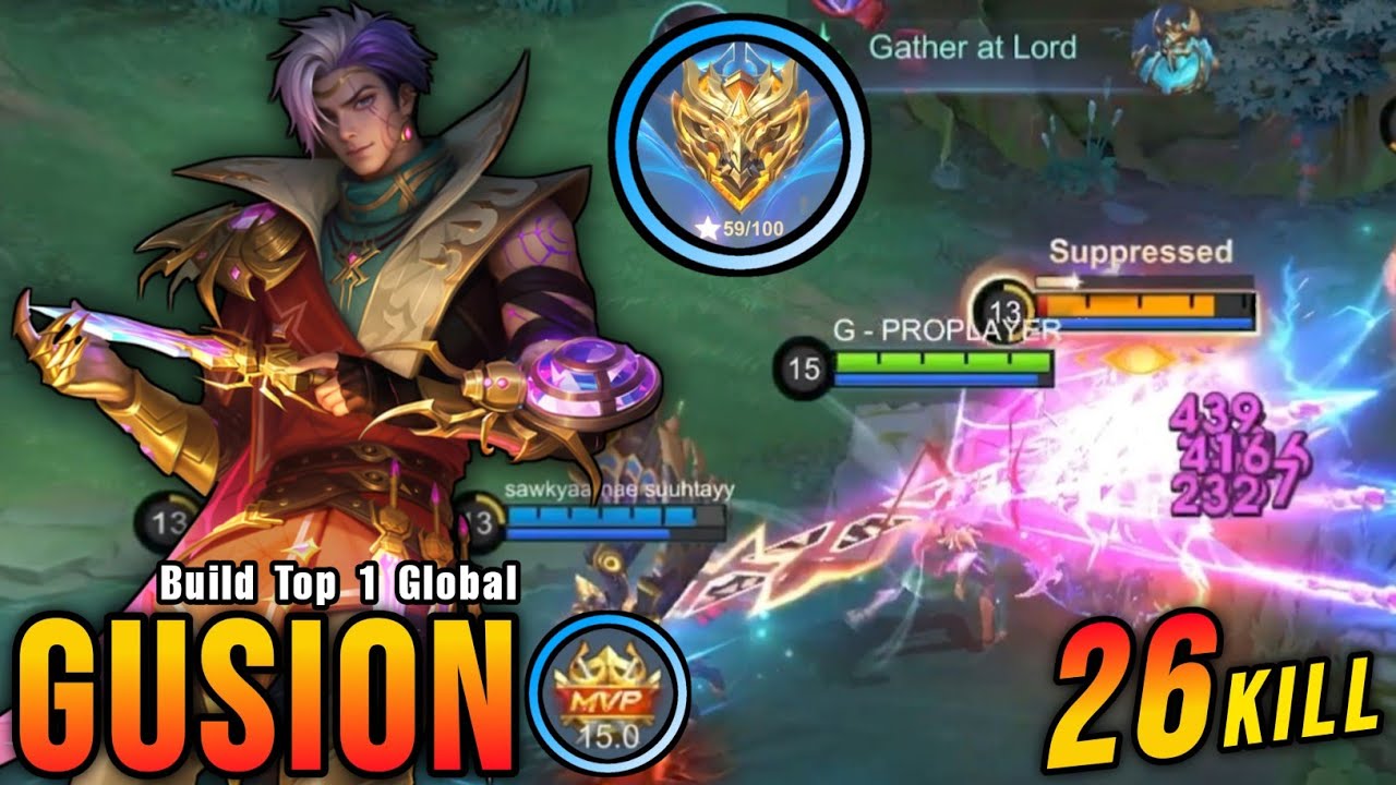 26 убийств!! Легендарный Gusion, смертельный игрок средней линии, MVP, 15,0 очков!! - Создайте лу...