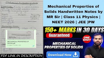 Mechanical Properties of Solids Handwritten Notes by MR Sir | Class 11 Physics | NEET 2026 | JEE |PW