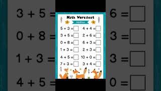 addition Math worksheets #homeschool #teacher #onlineschool