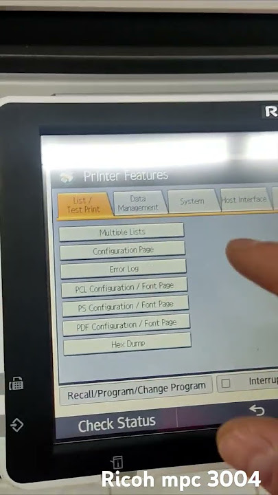 Ricoh mpc 3004 - how to print configuration page.