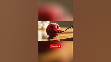 Raspberry With a Face Takes Its First Bite😳 #fruit #viral #viralvideo #shorts #shortvideo #trending