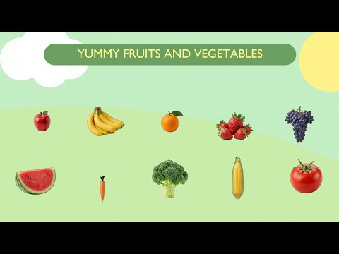 Yummy Fruits and Vegetables for Kids! Fun Farm Clips + Quiz | Jiggly Beans