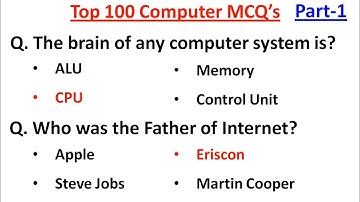 Top 100 MCQ Questions of Computer Fundamental | Computer MCQs for all Competitive Exams