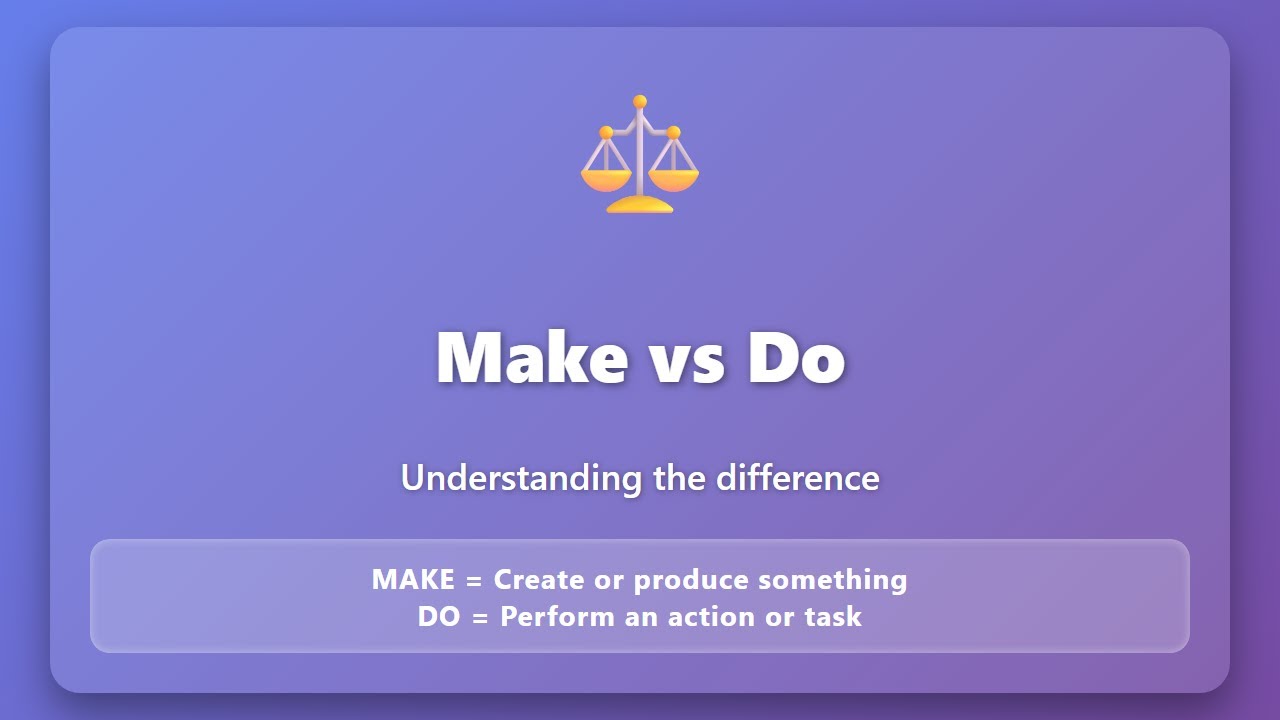 Make vs Do: English Grammar Difference Explained - YouTube