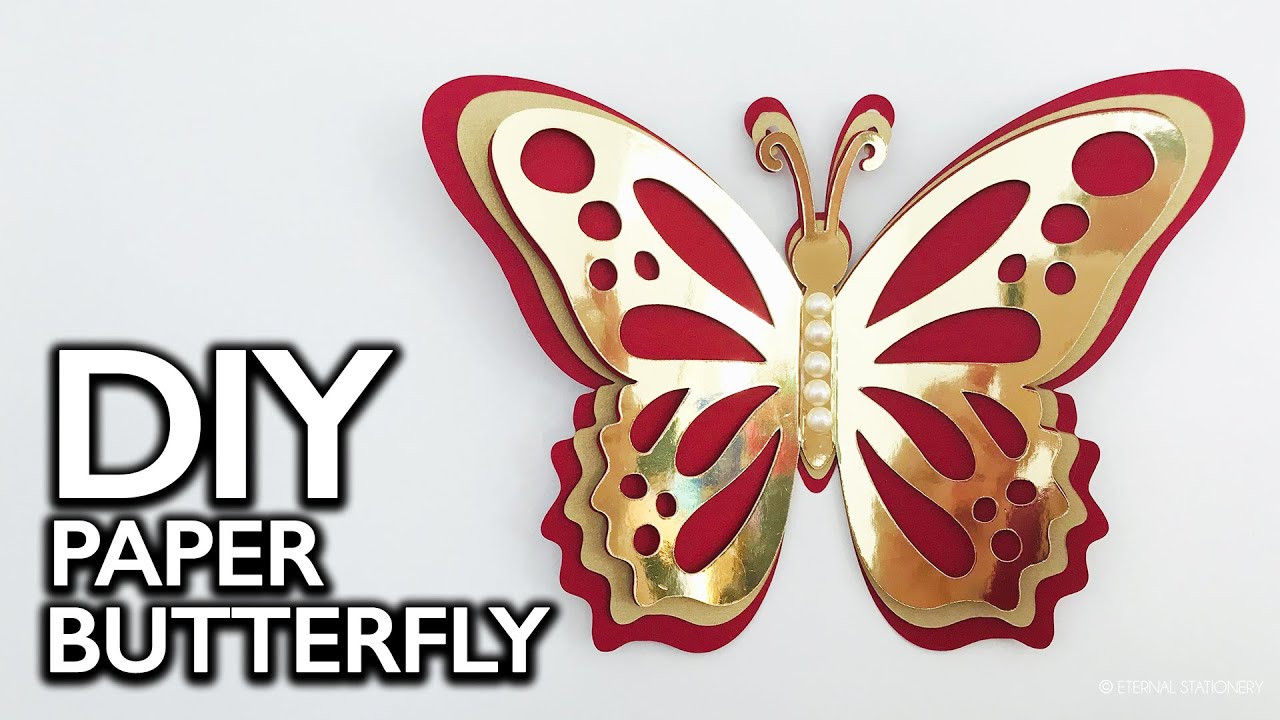 Download Make This Beautiful 3d Paper Butterfly Diy Butterflies Using Paper Gold Foil Butterfly Youtube