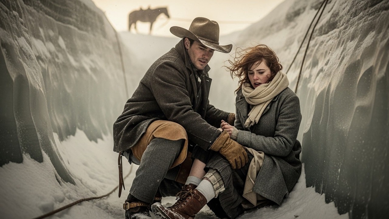 She Fell Into A Crevasse During The Snowstorm, The Cowboy Lowered Himself Down And Saved Her