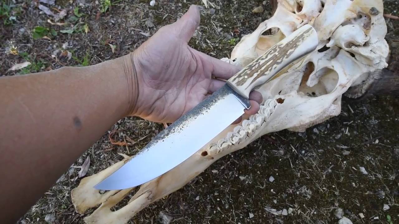 Couteau de chasse, 30.5cm, manche en bois de cerf YouTube