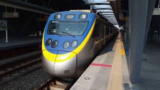 108.04.05 大慶站 3237次經山線往潮州的微笑號區間車(EMU849+EMU850)停靠+駛離,交會3178次經山線往后里的微笑號區間車(EMU853+EMU854)停靠