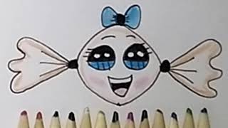 رسم حلوى سهلة للاطفال|رسم سهل جدا|draw very easy and cute