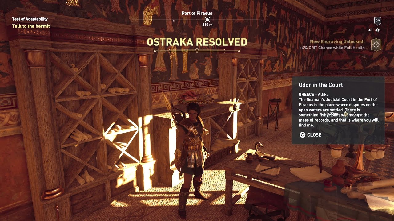 147 AC Odyssey Encontrar y Resolver la Ainigmata Ostraka Odor in the Court