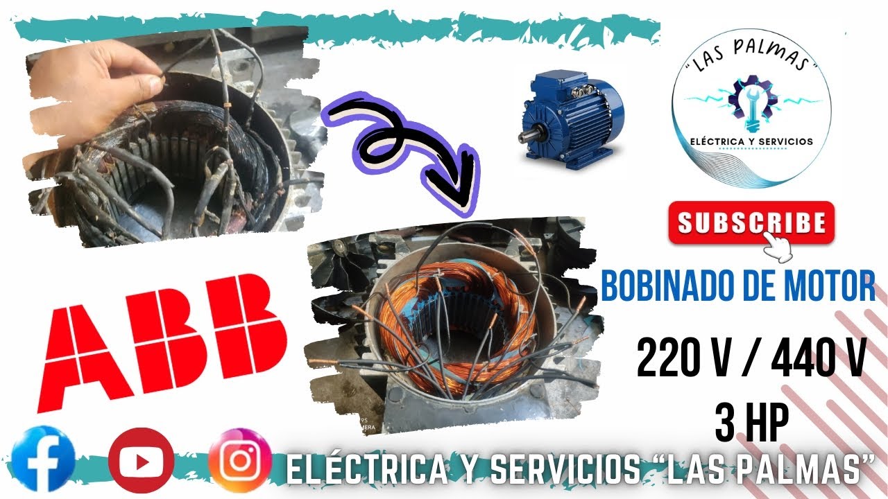 Bobinado de motor ABB de 3HP. 