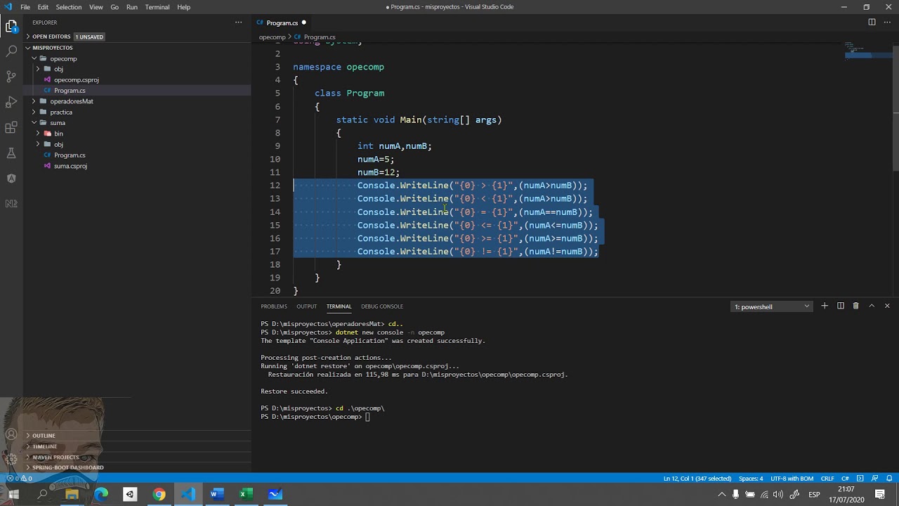 Operadores de comparación en C# - YouTube