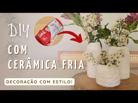 DIY - VASOS DE CERÂMICA com VIDROS DE CONSERVA - Faça Você Mesmo - Home Decor