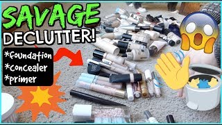 HALVING MY FACE MAKEUP COLLECTION | Declutter 2019 (Foundation, Concealer, & Primer)
