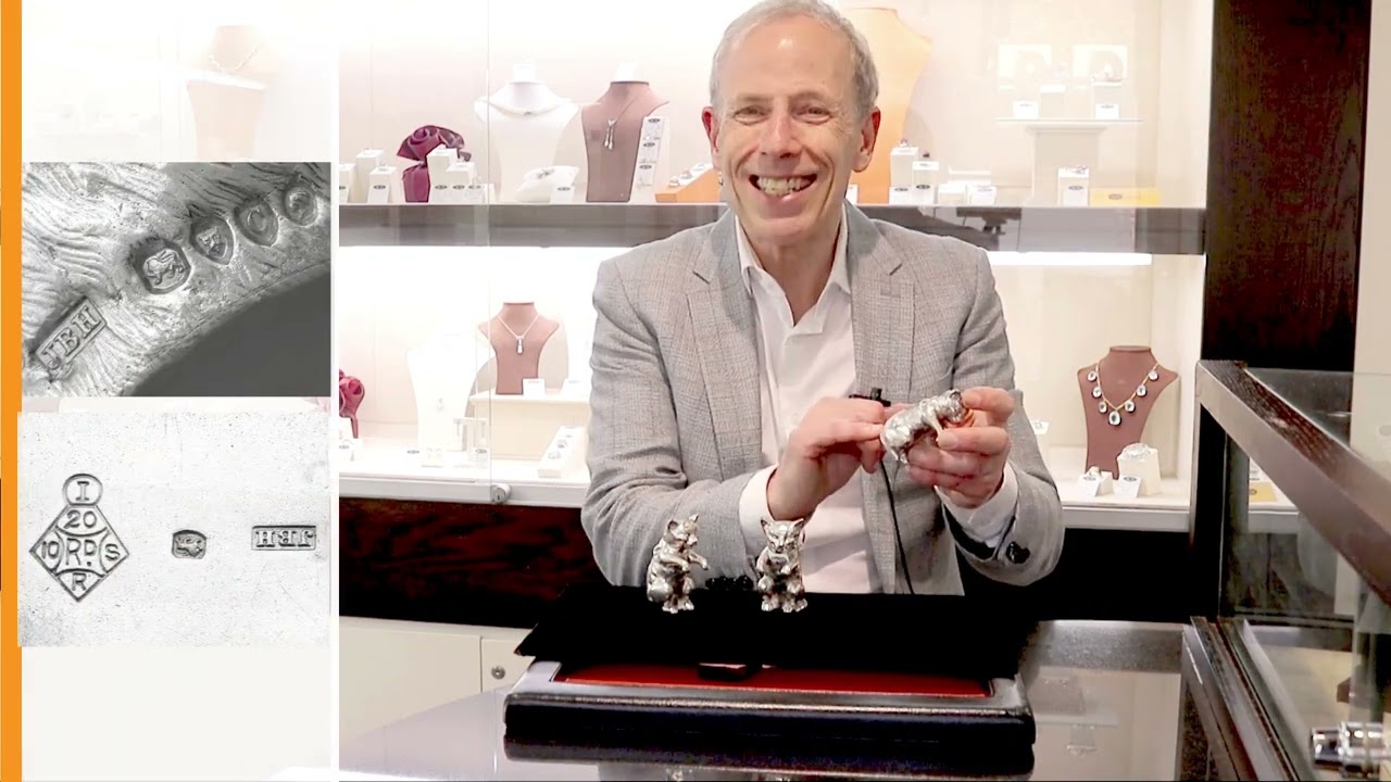 STERLING SILVER CAT CONDIMENT SET - ANTIQUE VICTORIAN