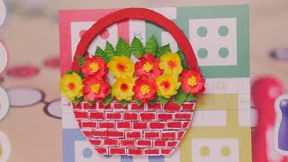Wall decoration ideas | Diy wall hanging flower basket with paper and cardboard