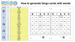 How to generate bingo cards with a list of words