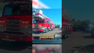 Firetruck Nearly Smashes Into Her — Watch What She Does! 😭😂🚒 #shorts