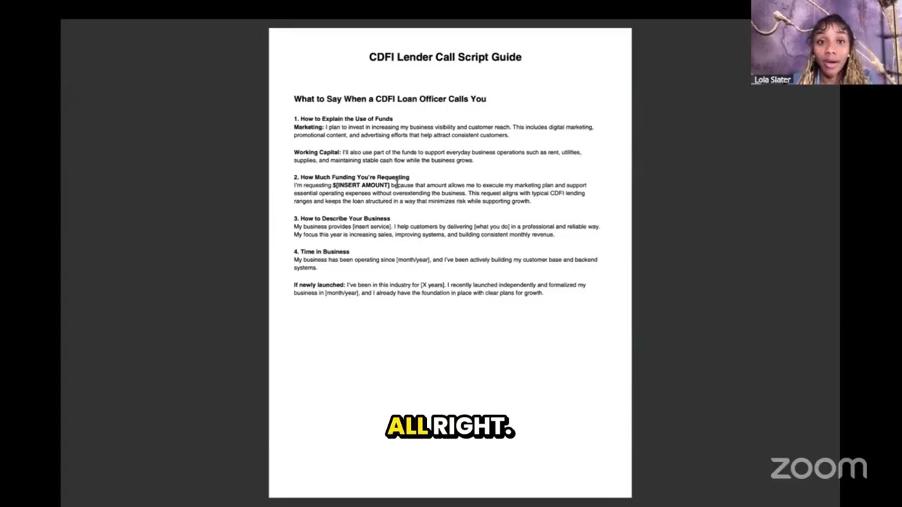 CDFI SCRIPT FOR STARTUPS: HOW TO POSITION FOR APPROVAL WITH NO REVENUE # 