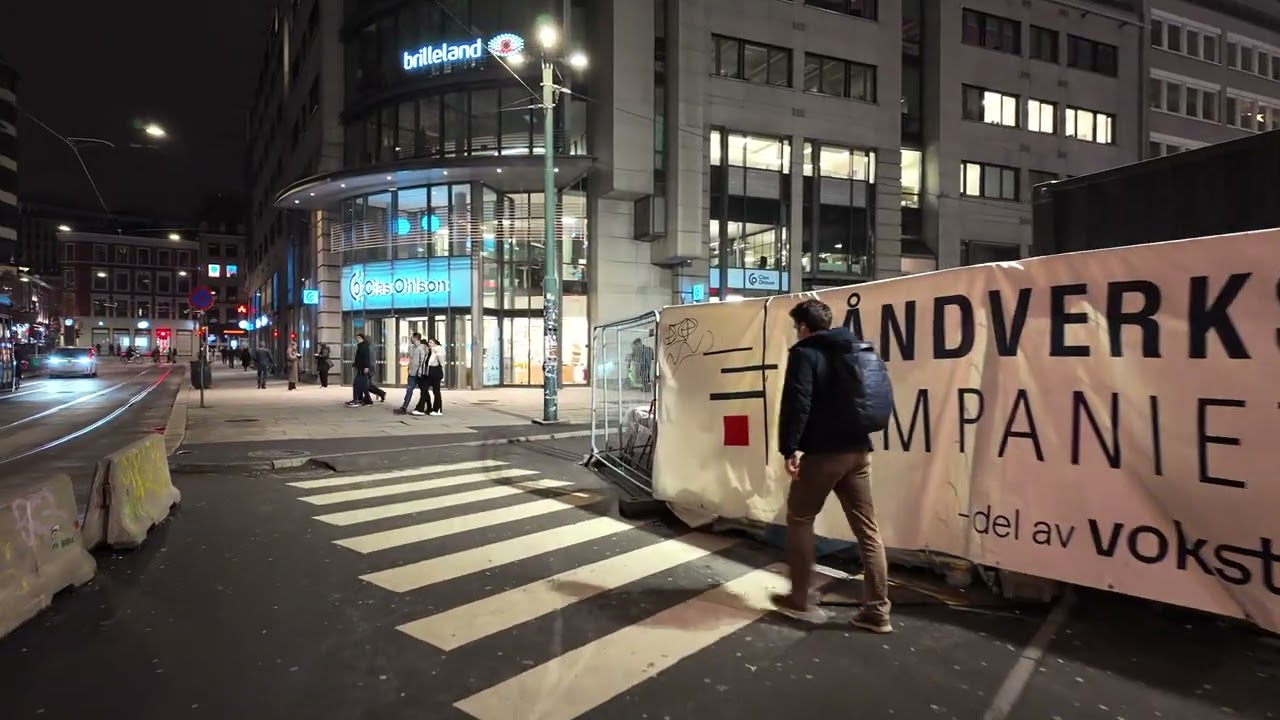 Oslo Nightlife Walk 🇳🇴 Bars, Lights & Rainy City Streets | Norway 4K Night Tour 🇳🇴🇳🇴