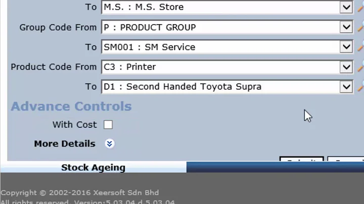 Inventory Stock Report - Stock Ageing