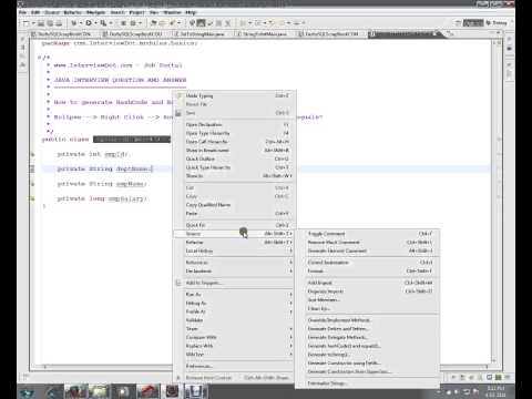 How to Generate HashCode and Equals in Eclipse