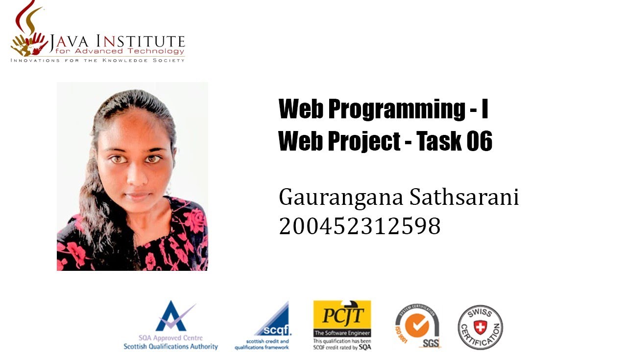 Web Project Task 06 | 1st Year | Semester 01 | Java Institute - YouTube