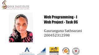 Web Project Task 06 | 1st Year | Semester 01 | Java Institute
