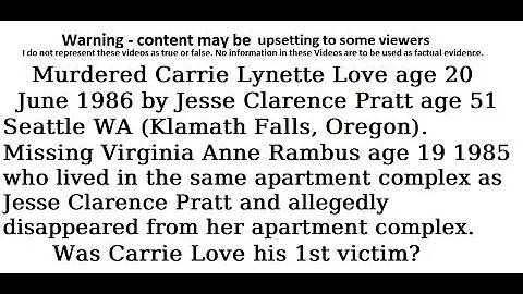 Murdered Carrie Lynette Love age 20 1986 Jesse Pra...