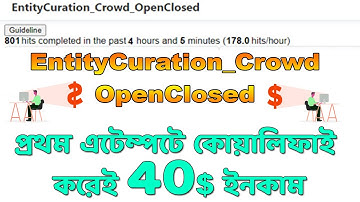 🤑EntityCuration_Crowd_OpenClosed | Qualification Video|  প্রথম এটেম্পটে কোয়ালিফাই করেই 40 $  ইনকাম