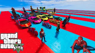 GTA V Brand New Stunt Race With Bikes, Super Cars and Helicopters By Trevor And Superhero Friends #2 screenshot 4