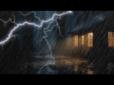 Heavy Rain and Thunderstorm Night Sounds Dark Forest Sleep Ambience for Relaxation 3 Hours