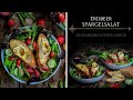 Erdbeer-Spargelsalat mit Erdbeerdressing und Baguette/ Grillsalat/