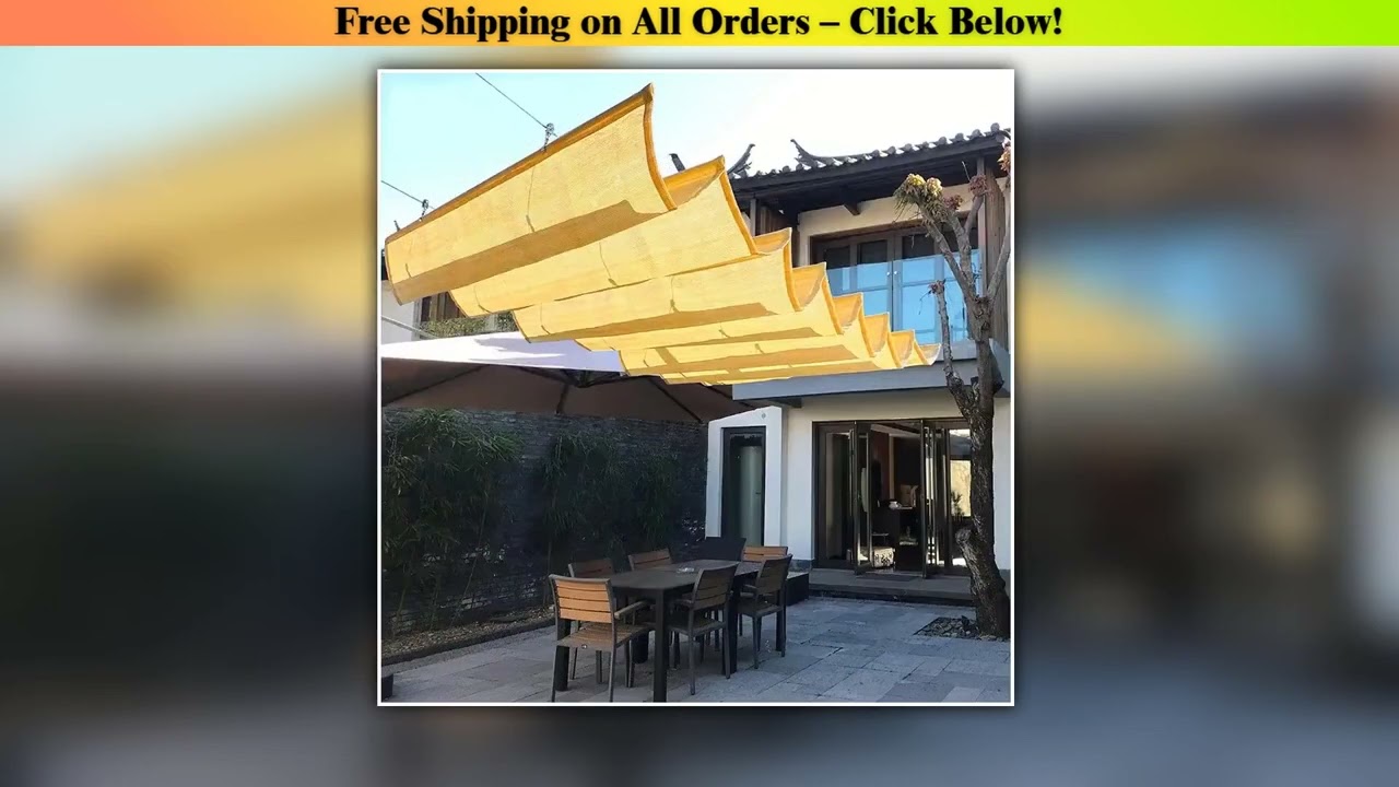 2.5x3m~3x6m Waterproof Retractable Telescopic Wave Sun Shade Net Home Garden Gazebo Pergolas