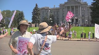 Labor movement protestors gather at state capitol