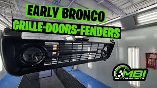 Early Bronco doors, grille, and fender are in the booth. (epoxy primer) by MBI Motorsports 2,211 views 3 years ago 20 minutes