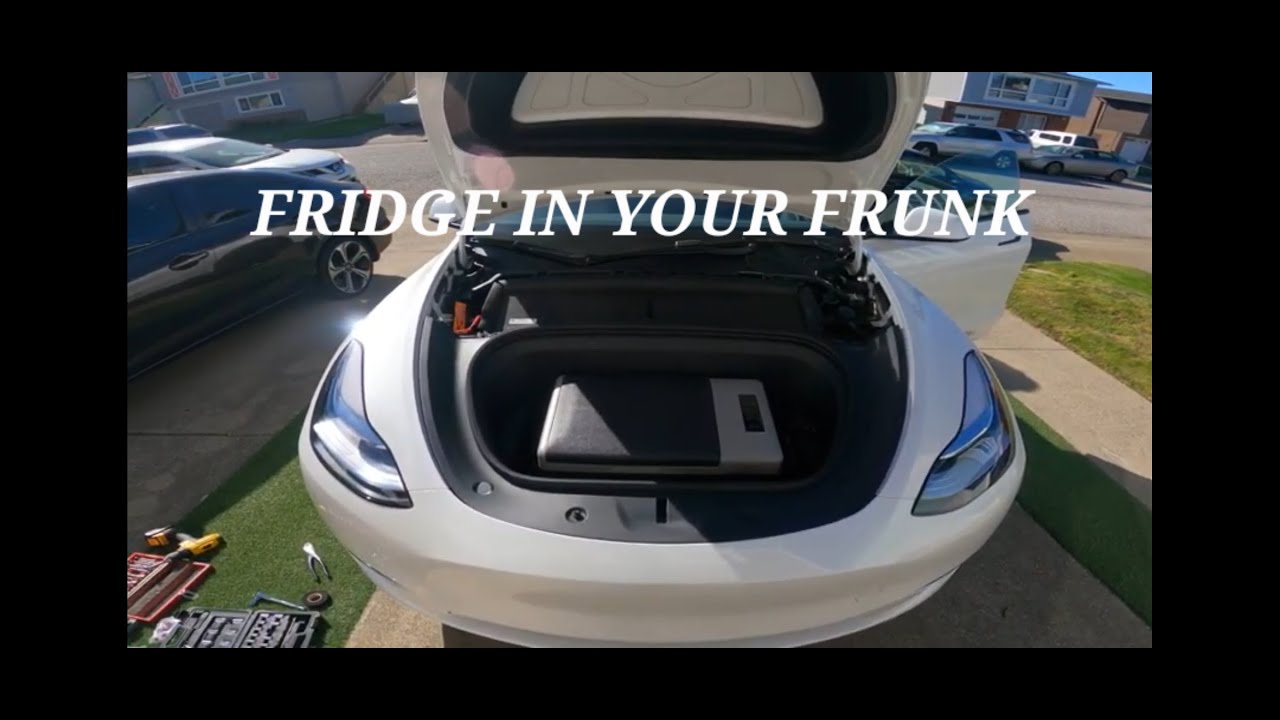 Best portable refrigerator for Tesla Model Y Frunk and how to install 12  volt outlet in a Tesla 